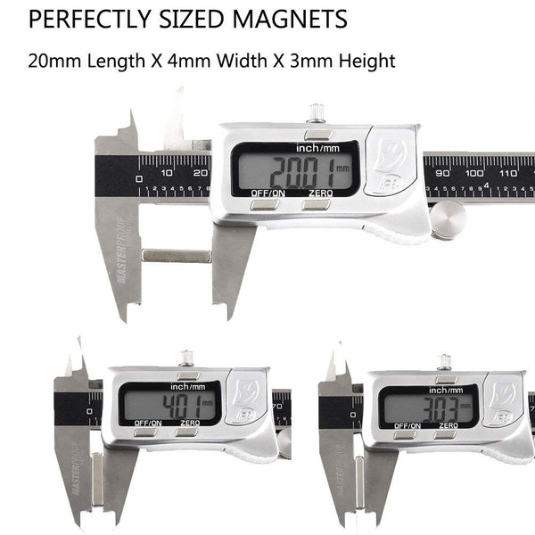 30 Pcs_N50 20x4x3mm Block Neodymium Magnets with Nickel Plated(Ni-Cu-Ni) - 1.9kg pull - OMO Magnetics