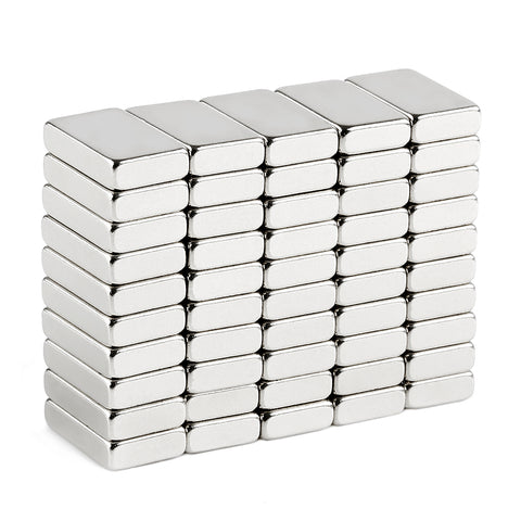50 Pcs N35 13x8x3mm Block Neodymium Magnets with Nickel Plated | Pull Force-1.98 KG - OMO Magnetics