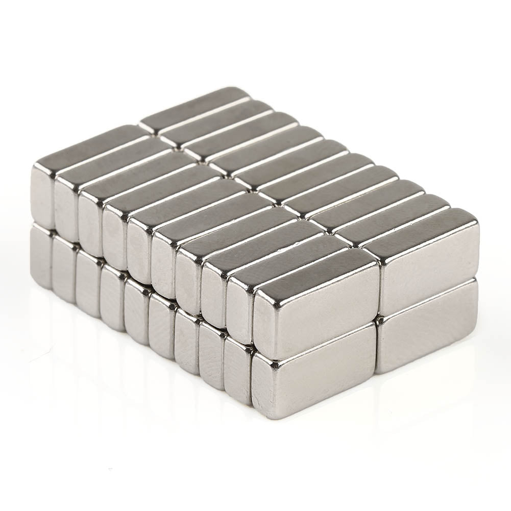 50PCS N35 10mm length x 5mm width x 3mm Thick Neodymium Block Magnets Magnetized Through Thickness Nickel Plated - 1.188kg pull - OMO Magnetics
